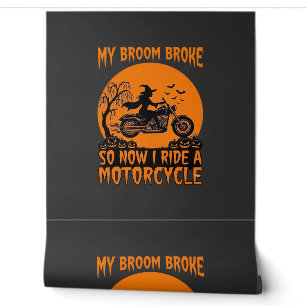 Papier Peint Balai Casse Halloween Sorcière Moto Chauves-Souris