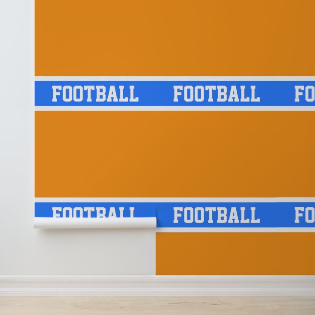 Papier Peint BALLE DE FOOTBALL Gras Bleu Clair Blancs Sur Orang (Application)
