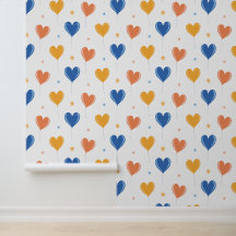 Ballons en forme de coeur étoile orange jaune bleu