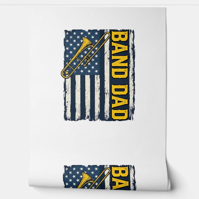 Papier Peint Band Dad Trombone American Flag Vintage Shirt Desi (Déroulement)
