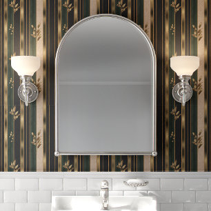 Papier Peint Bande florale Art déco vert et or