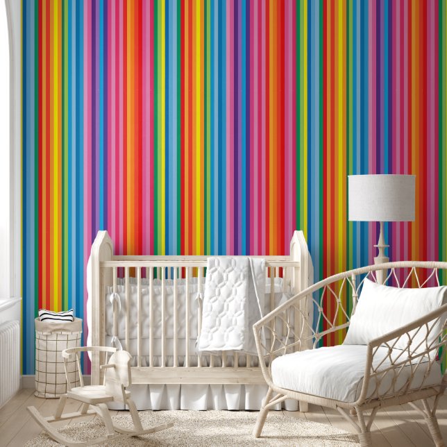 Papier Peint Bandes arc-en-ciel gaies (Enfants)