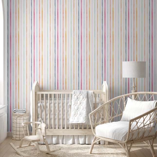 Papier Peint bandes colorées aquarelles (Enfants)