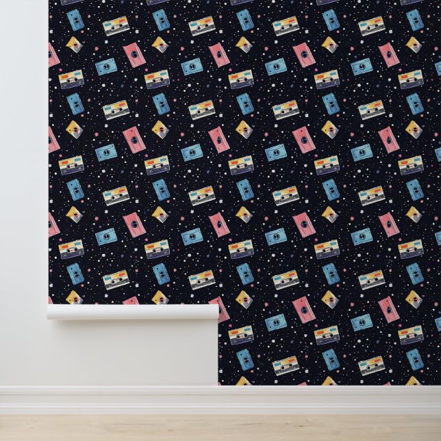 Papier Peint Bandes de cassettes rétro dans l'espace cosmique (Application)