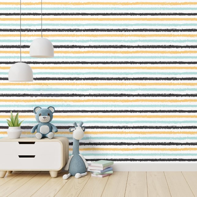 Papier Peint Bandes de peinture jouées (Whimsical contemporary stripes, the perfect wallpaper for any room!)