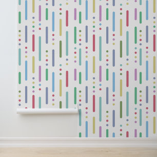 Papier Peint Bandes et points pastel modernes