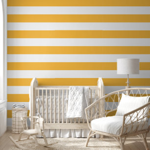 Papier Peint Bandes horizontales jaunâtres orange et blanches