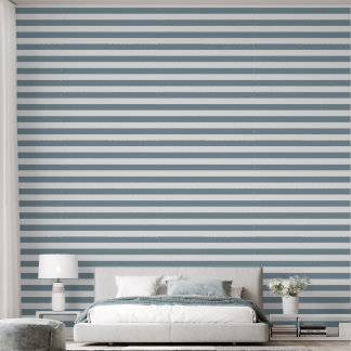 Papier Peint Bandes horizontales larges bleues et blanches pous