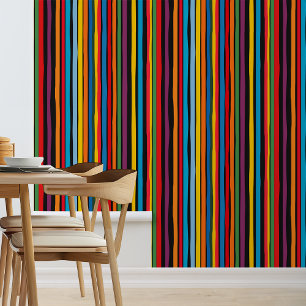 Papier Peint Bandes multicolores noires colorées modernes