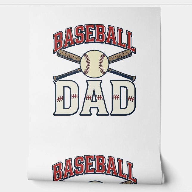 Papier Peint Baseball Dad Vintage Engraving Shirt Design_1 (Déroulement)