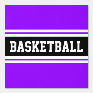 Papier Peint BASKETBALL amusant violet clair noir blanc rayures