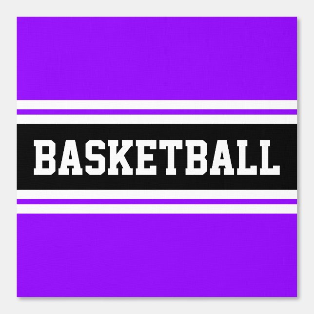 Papier Peint BASKETBALL amusant violet clair noir blanc rayures (Recto)