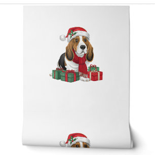 Papier Peint Basset Hound Chien vêtements de Noël Santa Hat Chi