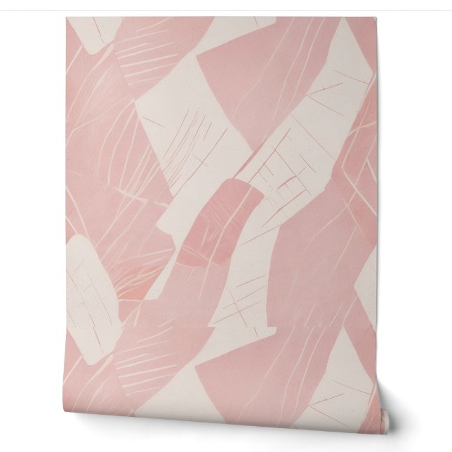 Papier Peint Batik Géométrique Rose Moderne (Déroulement)