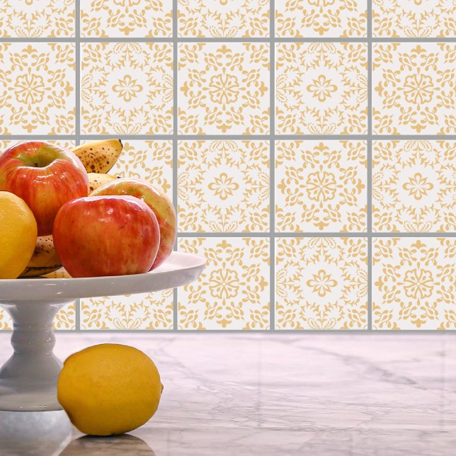 Papier Peint Bâton en mosaïque Motif en carreaux blanc jaune (Créateur téléchargé)