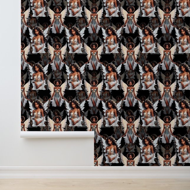 Papier Peint Beau motif d'anges fille noire -Sombre (Créateur téléchargé)