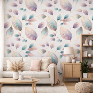 Papier Peint Beauté Ethérée Soft Tone Whimsical Feuilles Pastel