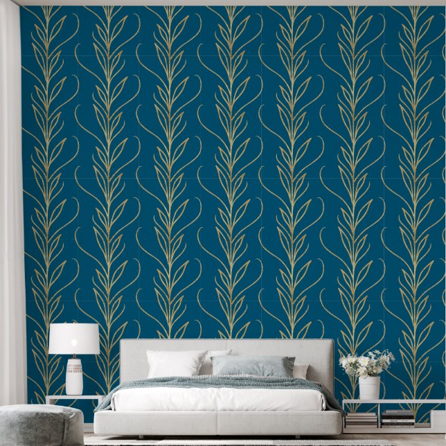 Papier Peint Beaux botaniques dorés (Chambre à coucher)