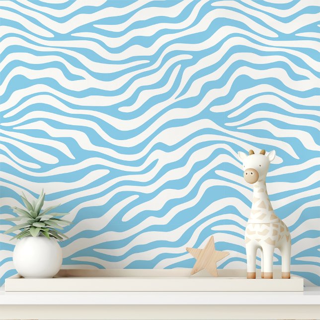Papier Peint Bébé bleu et blanc à rayures de zèbre (Créateur téléchargé)