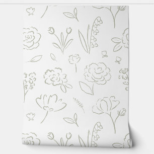 Papier Peint Bébé en fleurs