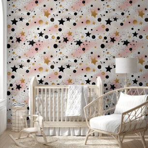 Papier Peint Bébé filles étoiles motif pépinière