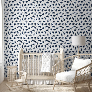 Papier peint bébé garçon dinosaure bleu blanc amov