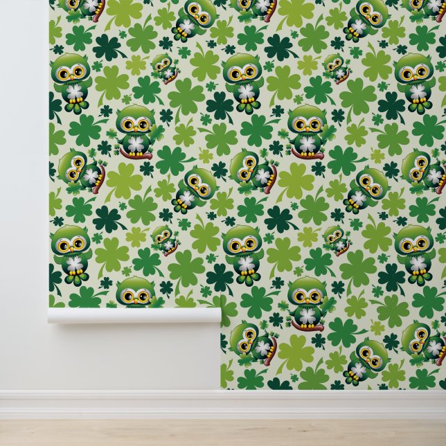 Papier Peint Bébé Hibou Mignon St Patrick Dessin Animé (Application)