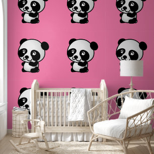 Papier Peint Bébé mignon Panda Couleur personnalisée Rose