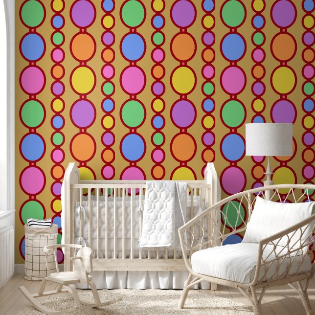 Papier Peint Bébés perles rouge brillant (Enfants)