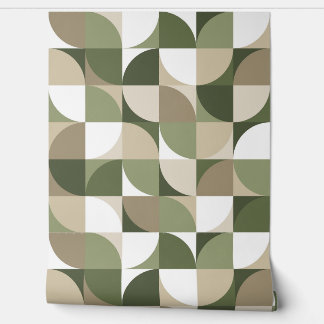 Papier Peint Beige Vert Carré Retro