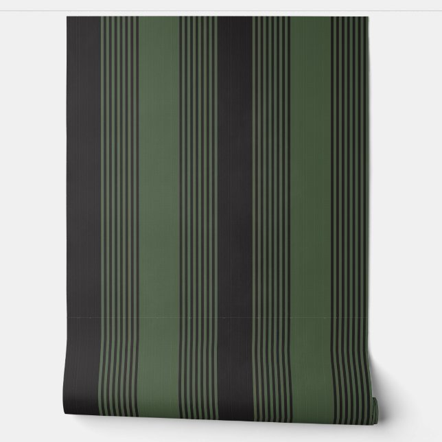 Papier Peint Belle bande élégante Texture verte Noir (Déroulement)