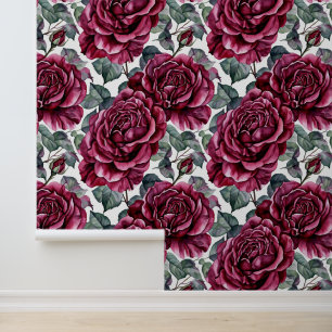 Papier Peint Belle Bourgogne Rose Floral