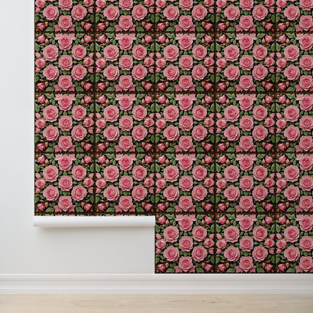 Papier Peint Belle collection de roses roses tendance (Application)
