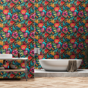 Papier Peint Belle Salle de bain rouge orange rouge clair