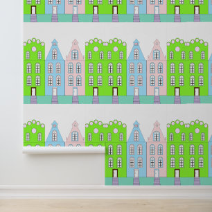 Papier Peint Belle ville de dessin animé européenne esthétique