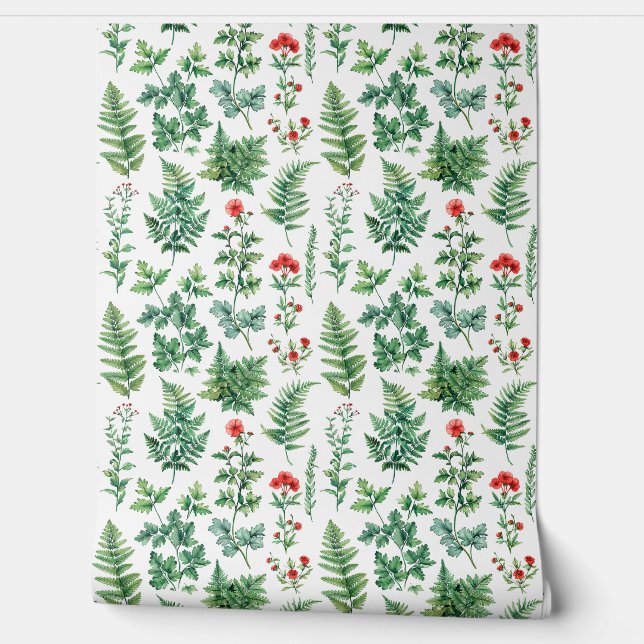 Papier Peint Belles brindilles vertes gracieuses de différents  (Déroulement)