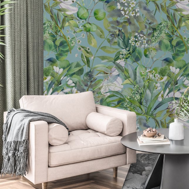 Papier Peint Belles Fleurs Et Feuilles Botaniques Modernes (Créateur téléchargé)
