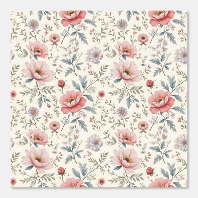 Papier Peint Belles fleurs roses et blanches (Recto)