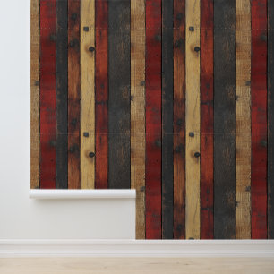 Papier Peint Belles planches de bois de mahogany faux antiquair