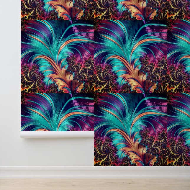 Papier Peint Belles plumes de Paon couleur (Application)