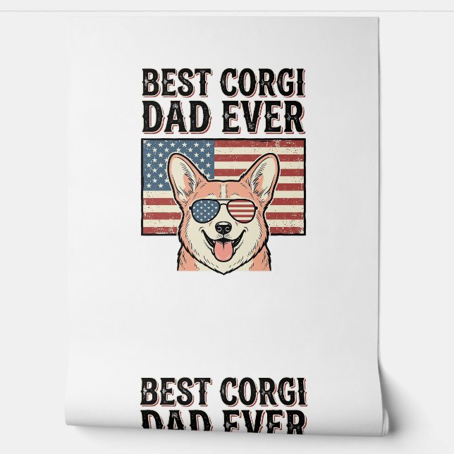 Papier Peint Best Corgi Dad Ever Patriotic Vintage Dog Shirt_1 (Déroulement)