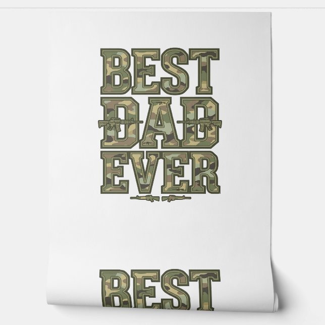 Papier Peint Best Dad Ever Camo Vintage Engraving Design_1 (Déroulement)