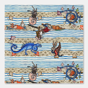 PAPIER PEINT BESTIAIRE MÉDIÉVAL, MONSTRES DE MER IMAGINAIRES AN