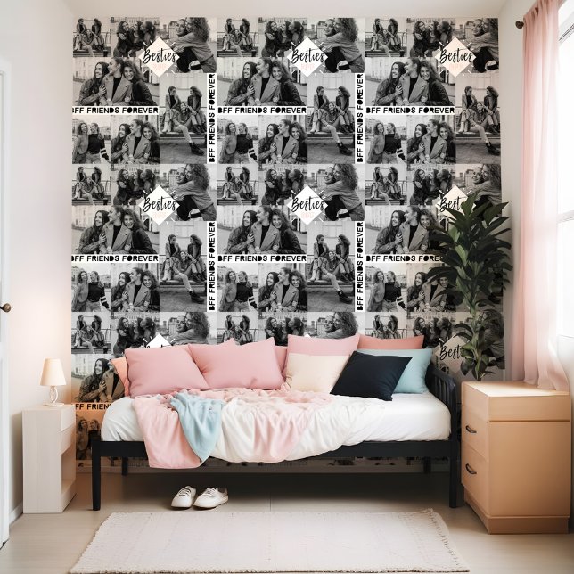 Papier Peint BFF Meilleurs amis Forever Black White Photo Colla (BFF Best Friends Forever Black White Photo Collage Wallpaper)