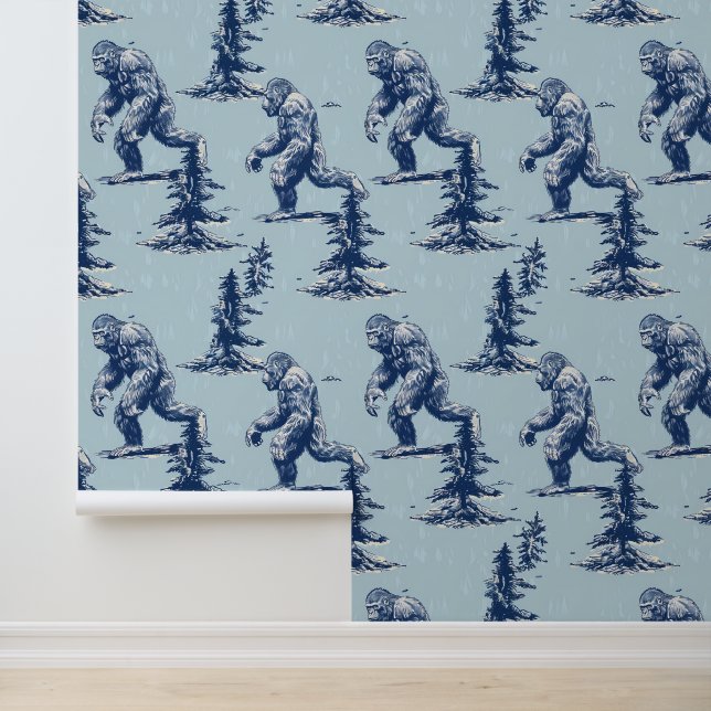 Papier Peint Bigfoot dans la forêt en bleu (Application)