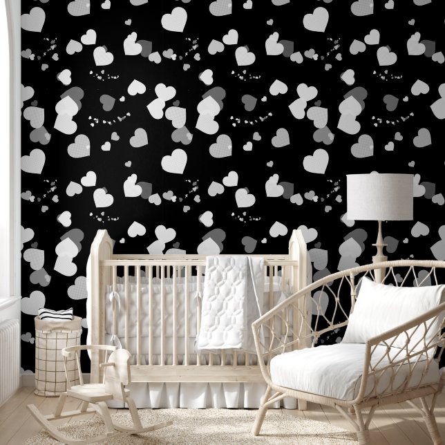 Papier Peint Black an white love hearts wallpaper (Enfants)