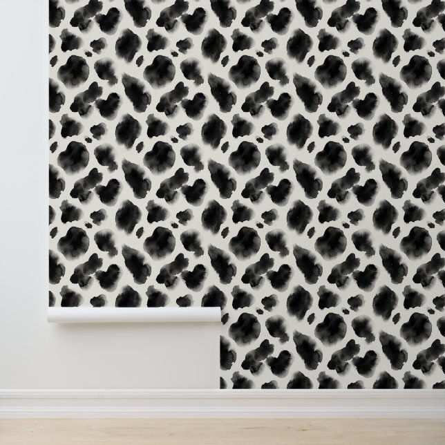 Papier Peint Black and White Cow Print Pattern (Application)
