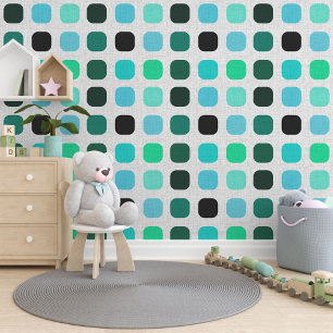 Papier Peint Black Dark Green Aqua Turquoise Blue Art Motif