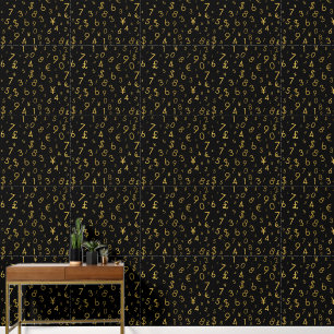 Papier Peint Black Gold Luxury Numéros Devise Symboles Motif