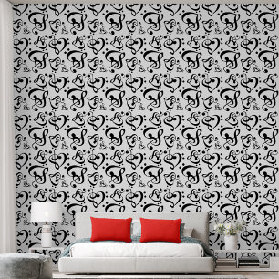 Papier Peint Black & White Clef Hearts Music Fond d'écran Motif